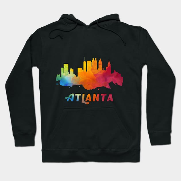 Atlanta Skyline Watercolor Style Hoodie by ThirdEyeAerial